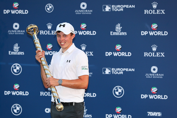 DUBAI, UNITED ARAB EMIRATES - NOVEMBER 20: Matt Fitzpatrick of England poses with the trophy following his victory during day four of the DP World Tour Championship at Jumeirah Golf Estates on November 20, 2016 in Dubai, United Arab Emirates. (Photo by Andrew Redington/Getty Images)