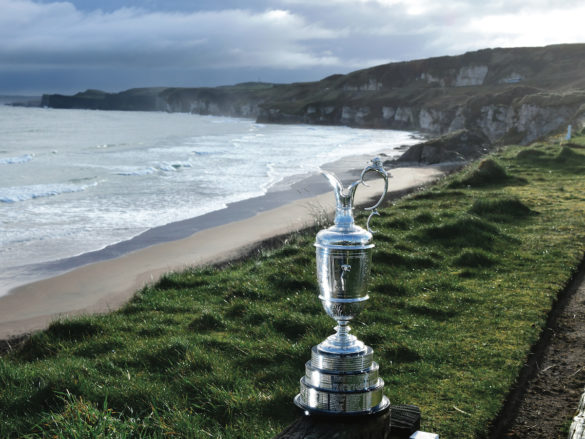 La Claret Jug al Royal Portrush Golf Club. L'Open Championship ritorna al Royal Portrush per la prima volta dal 1951, dal 18 al 21 luglio. (Photo by Charles McQuillan/Getty Images)