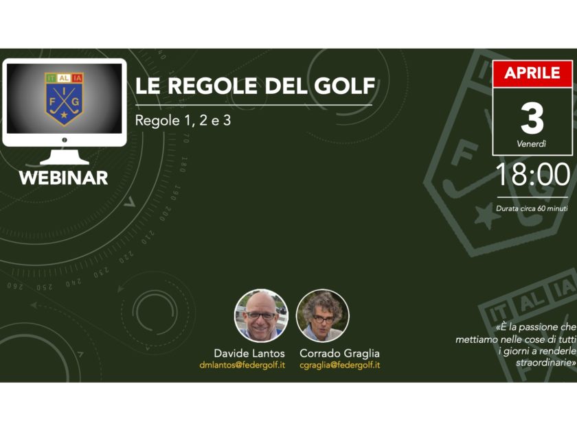 Webinar sulle Regole del Golf e sulla Gestione delle Gare