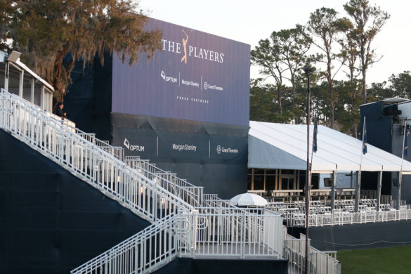 PONTE VEDRA BEACH, FLORIDA - MARCH 13: A vacant grandstand is seen on the 17th hole after the cancellation of the The PLAYERS Championship and consecutive PGA Tour events through April 5th,2020 due to the COVID-19 pandemic as seen at The Stadium Course at TPC Sawgrass on March 13, 2020 in Ponte Vedra Beach, Florida. (Photo by Matt Sullivan/Getty Images)