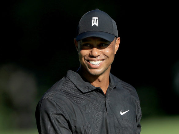 DUBLIN, OHIO - JULY 14: Tiger Woods smiles during a practice round prior to The Memorial Tournament at Muirfield Village Golf Club on July 14, 2020 in Dublin, Ohio. (Photo by Sam Greenwood/Getty Images)