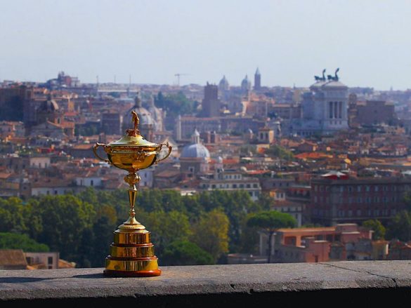 La Ryder Cup affacciata su Roma. Sullo sfondo, l'Altare della Patria