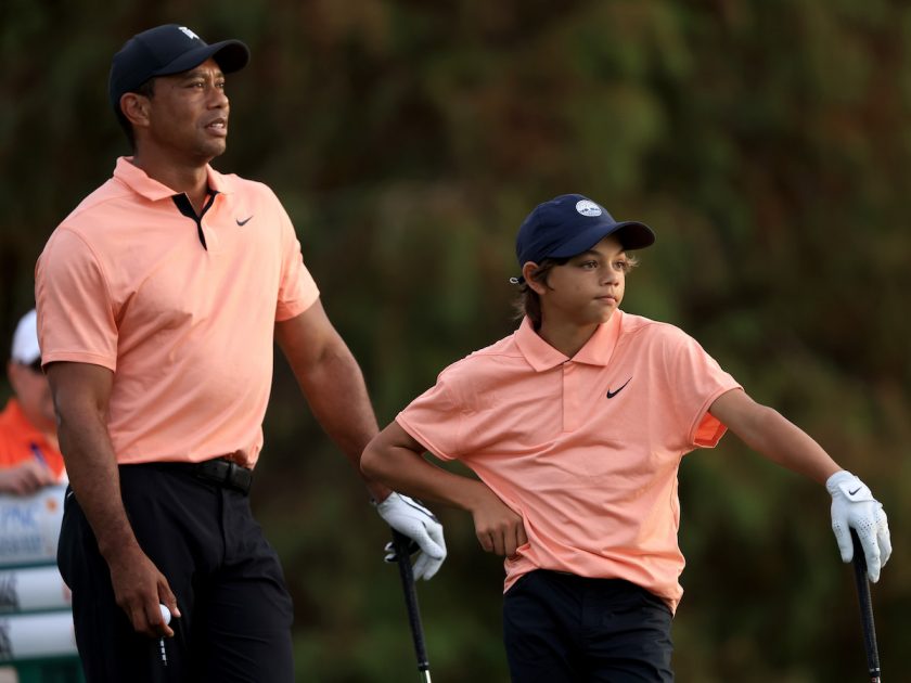 Tiger in campo con Charlie nel PNC Championship