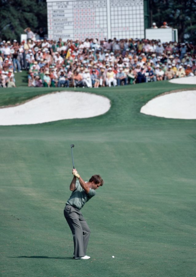 Tom Watson in azione nel Masters del 1981 in cui vinse la sua seconda Giacca Verde